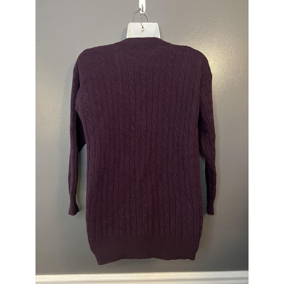 Vintage Charter Club Cardigan Womens Medium Purple Lambswool Cable Knit 90s - Picture 4 of 6